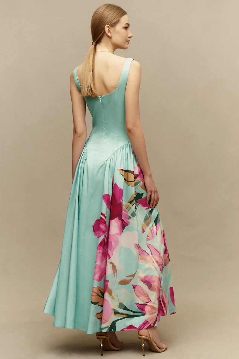 Hutch Jemma Sleeveless Basque-Waist Midi Dress