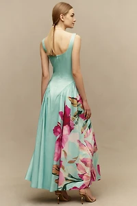 Hutch Jemma Sleeveless Basque-Waist Midi Dress