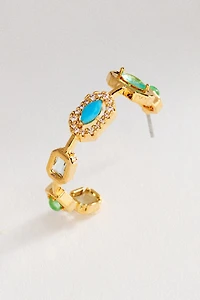 Mixed Crystal Mini Hoop Earrings