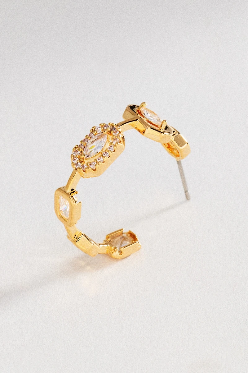 Mixed Crystal Mini Hoop Earrings