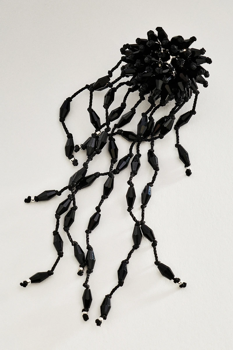 Beaded Fringe Statement Earrings