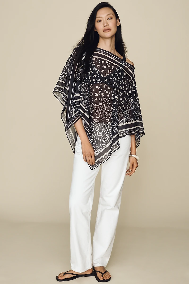 By Anthropologie Printed Scarf Poncho