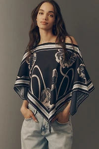 By Anthropologie Printed Scarf Poncho