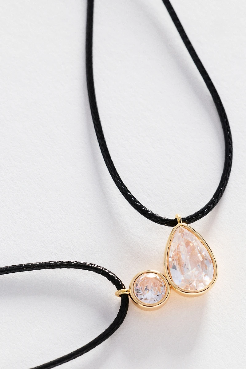 Corded Crystal Pendant Necklace