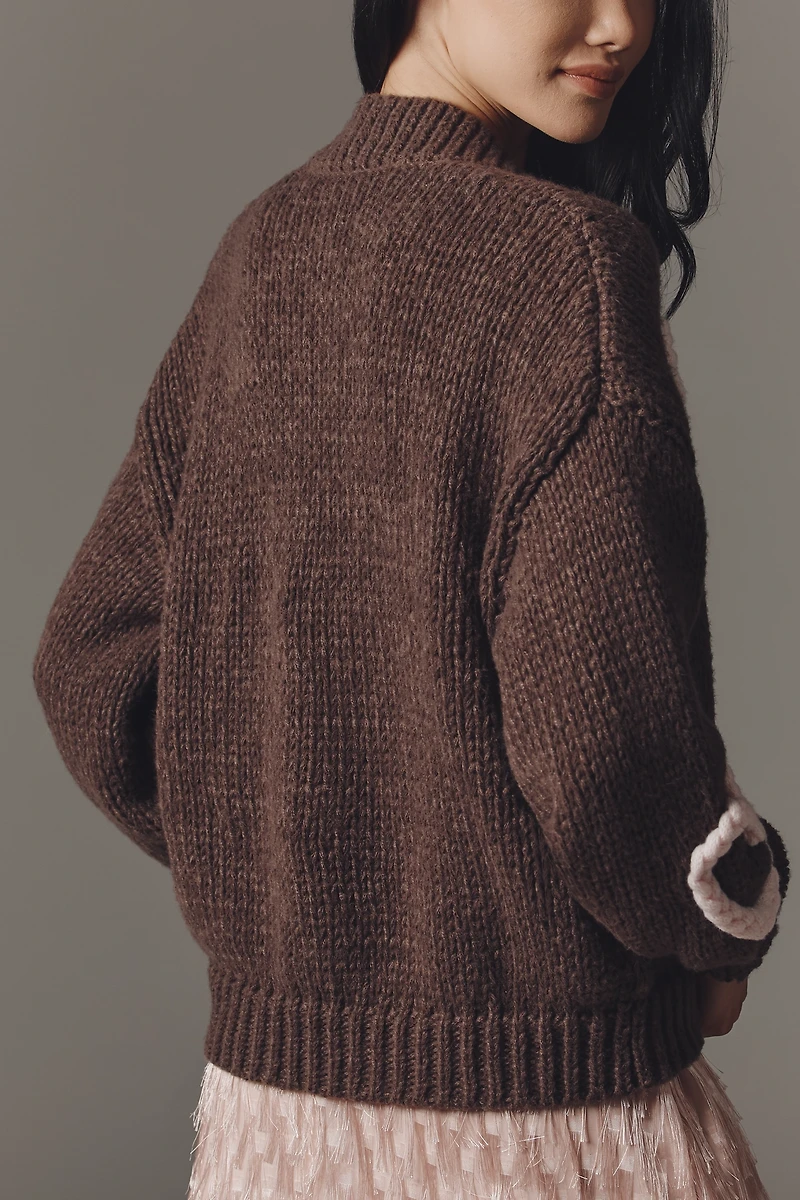 Maeve Heart Icon Open-Front Cardigan Sweater