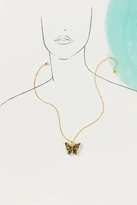 Chan Luu Jasper Butterfly Pendant Necklace