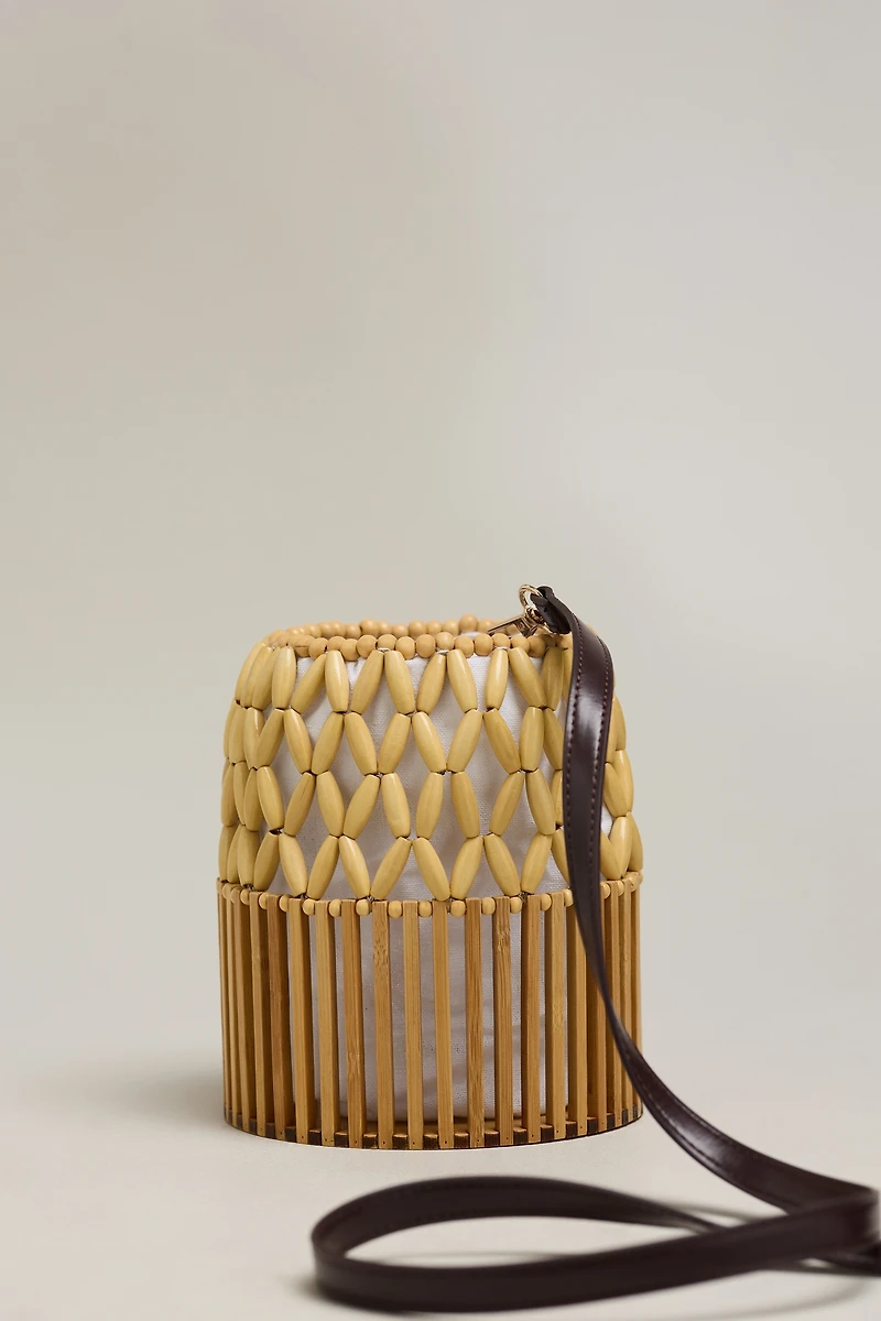 Melie Bianco Naomi Beaded Bucket Bag