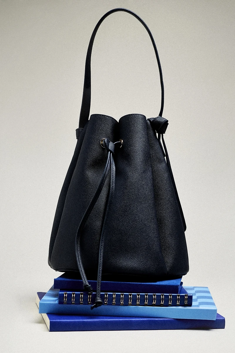 Laguna Cinched Vegan Leather Bucket Bag