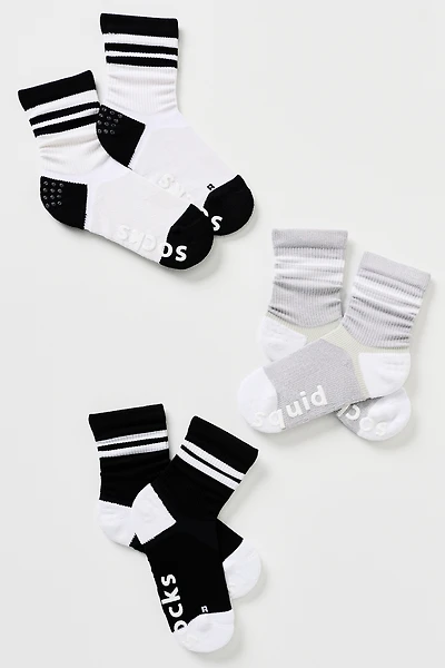 Squid Socks Crew Grip Socks, Set of 3