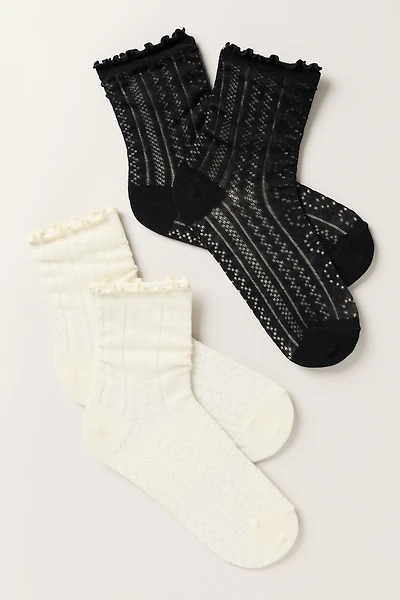 Pointelle Trouser Socks, Set of 2
