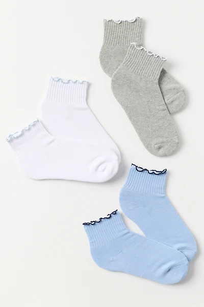 Ruffle-Trim Crew Socks, Set of 3