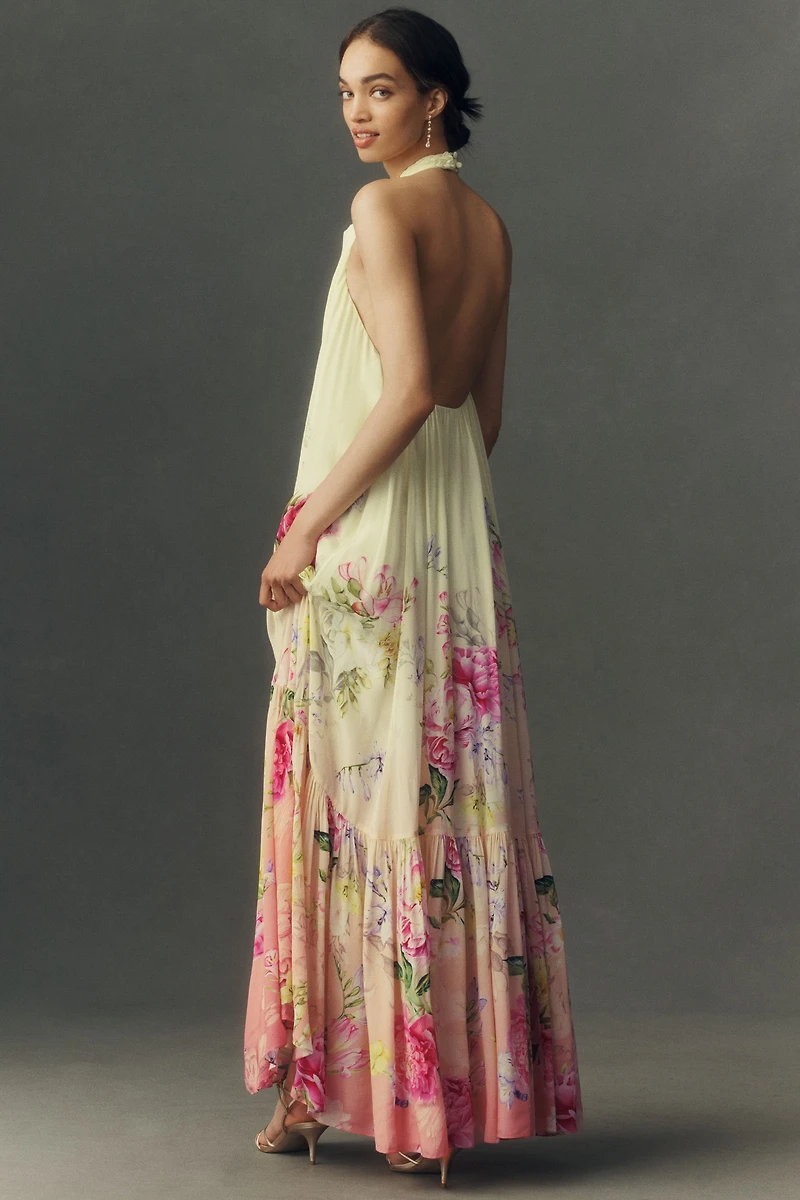 Hemant & Nandita High-Neck Low-Back Maxi Dress