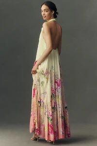 Hemant & Nandita High-Neck Low-Back Maxi Dress