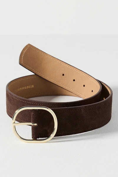 Oval Buckle Leather Belt