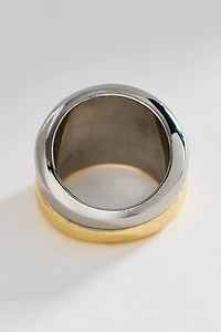 Mixed Metal Ribbed & Stacked Ring
