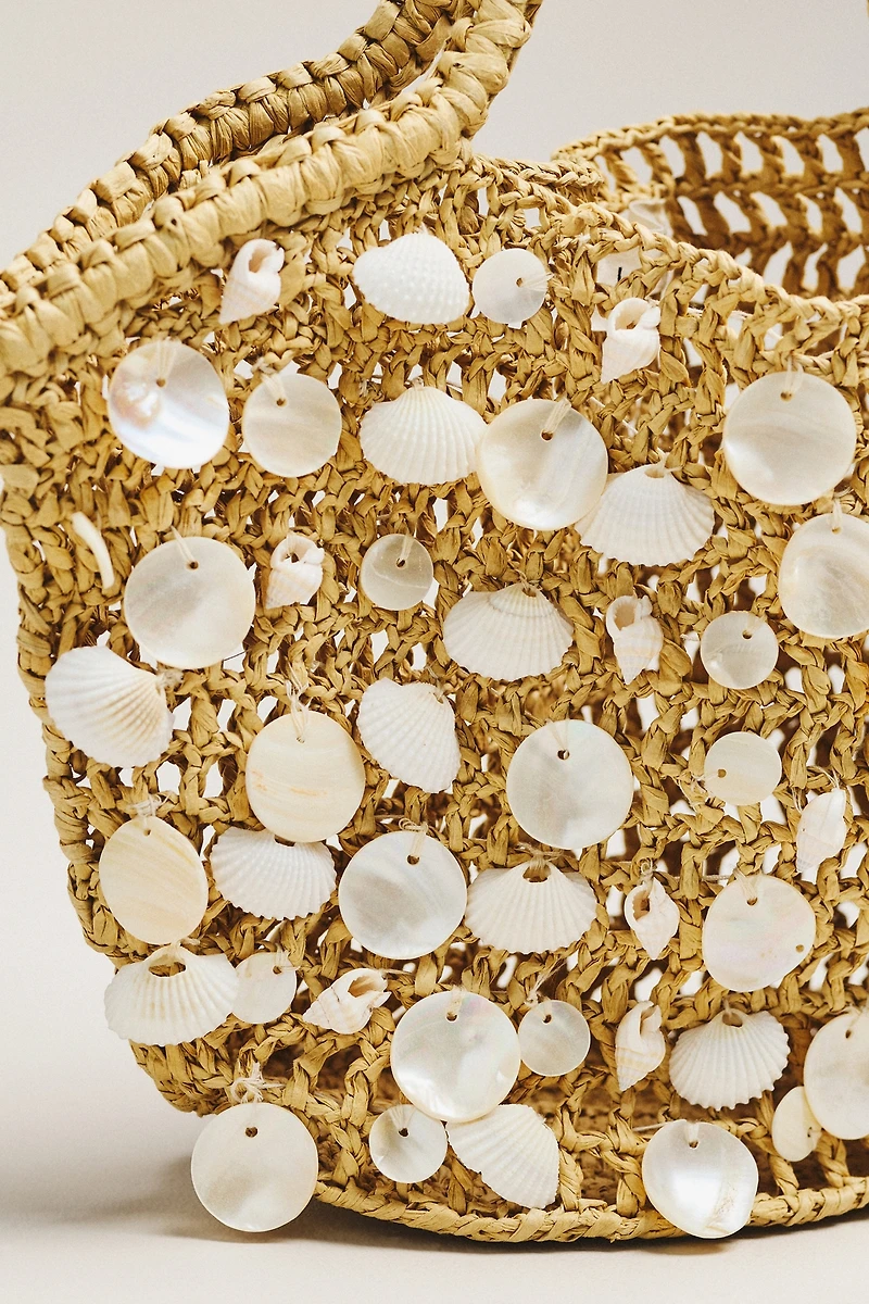 L Space Alba Raffia Shell Tote