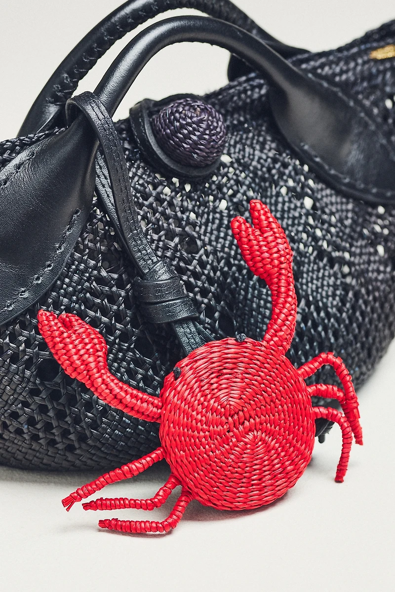 Mercedes Salazar Mini Raffia Crab Bag