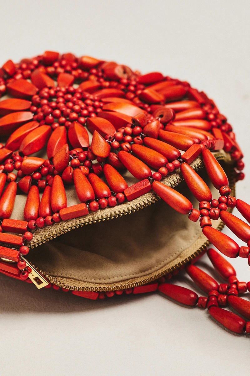 Aranaz Flordeliza Wood Bead Satchel