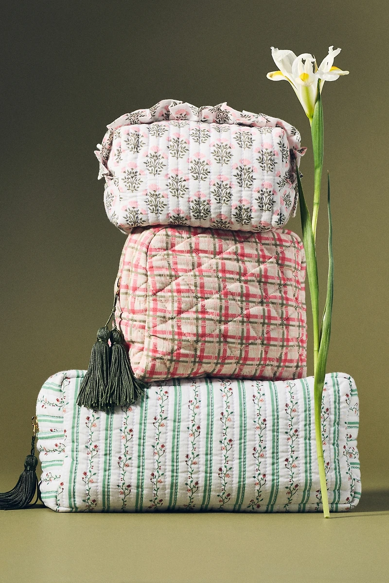 By Anthropologie Half Moon Printed Cosmetic Bag