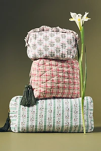 By Anthropologie Half Moon Printed Cosmetic Bag