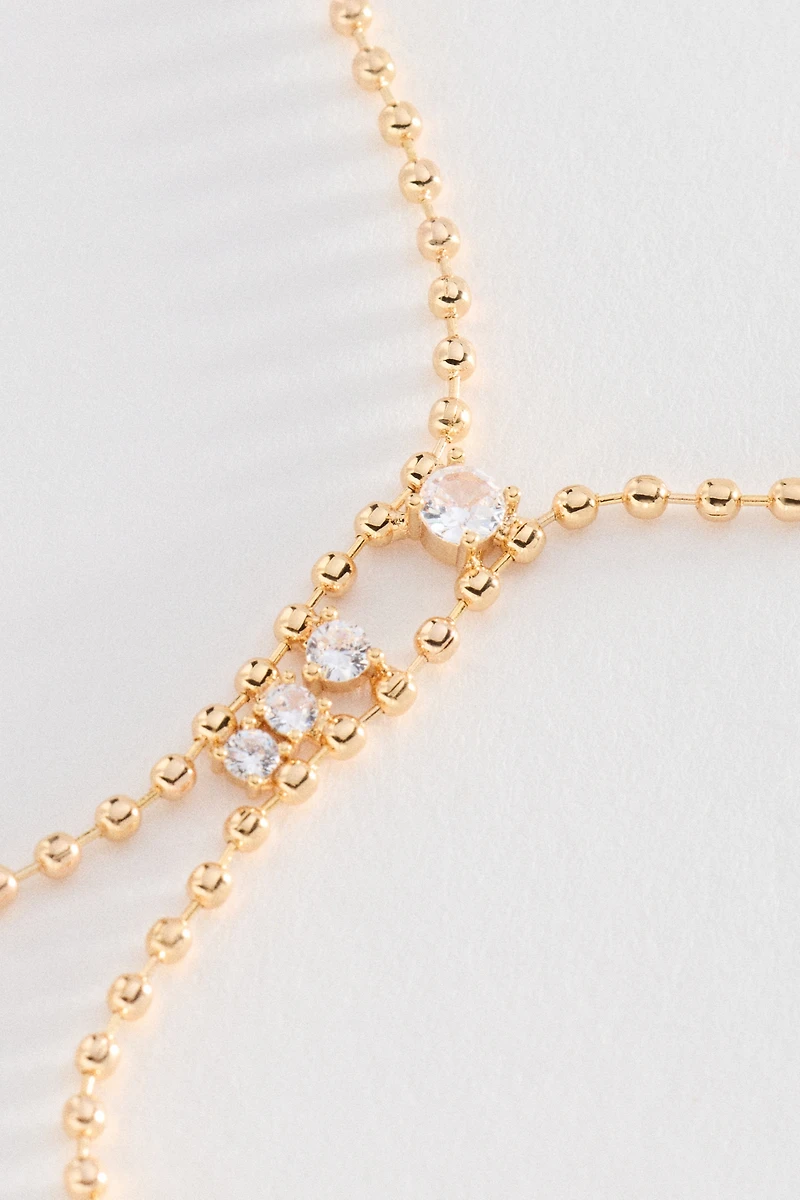 By Anthropologie Crystal Pendant Ball Chain Y-Necklace