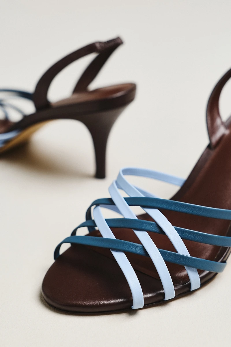 Maeve Colorblock Cross-Strap Heels