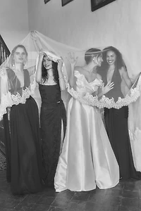 Watters Lace Trim Blusher Veil