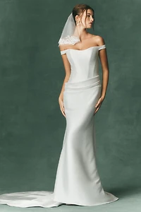 Watters Lace-Trim Birdcage Veil