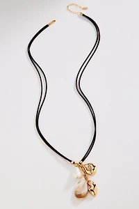 Corded Stone Charm Pendant Necklace