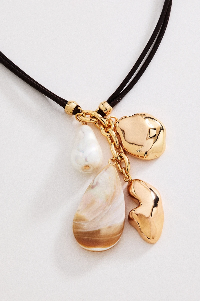 Corded Stone Charm Pendant Necklace