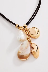 Corded Stone Charm Pendant Necklace