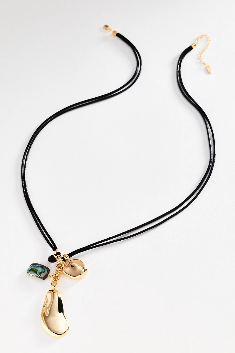 Corded Stone Charm Pendant Necklace