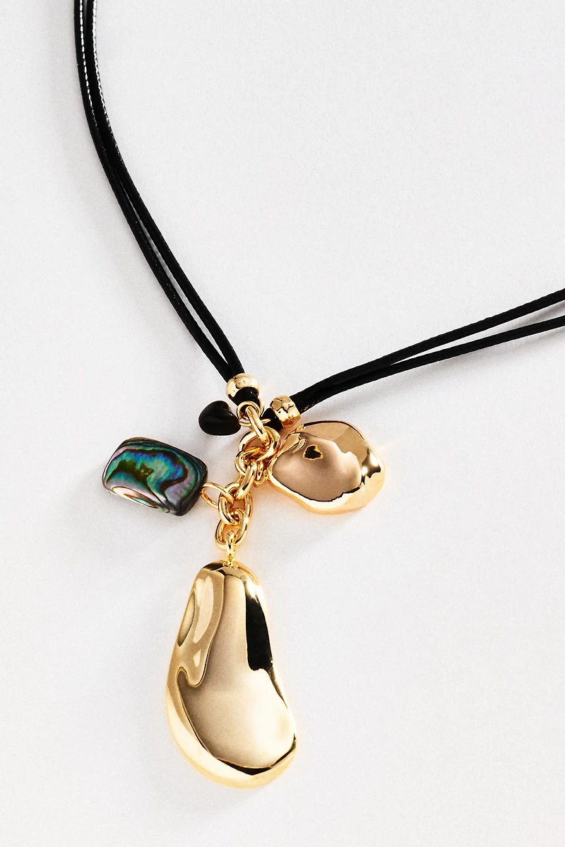 Corded Stone Charm Pendant Necklace