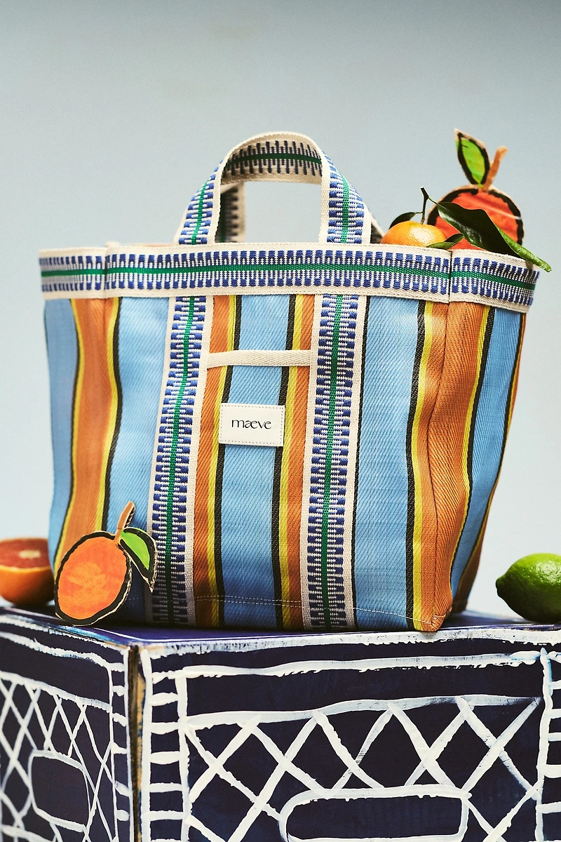 Maeve Striped Mesh Tote Bag