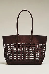 By Anthropologie Perforated Slouchy Faux Suede Tote