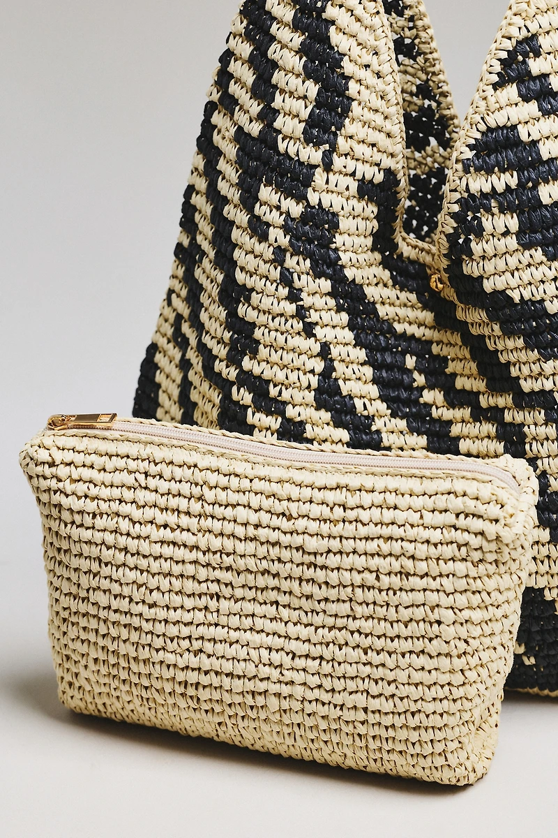 Love Knot Raffia Buckle Slouchy Bag