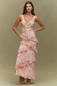 BHLDN Elena Ruffle Chiffon Maxi Dress