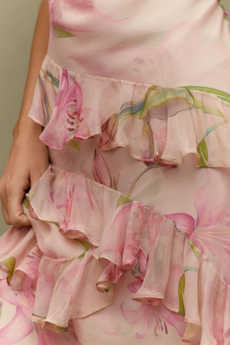 BHLDN Elena Ruffle Chiffon Maxi Dress