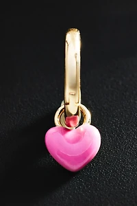 Alison Lou Tiny Enamel Heart Single Huggie Hoop Earring