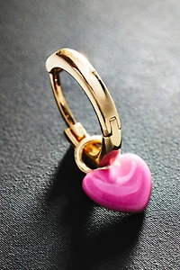 Alison Lou Tiny Enamel Heart Single Huggie Hoop Earring