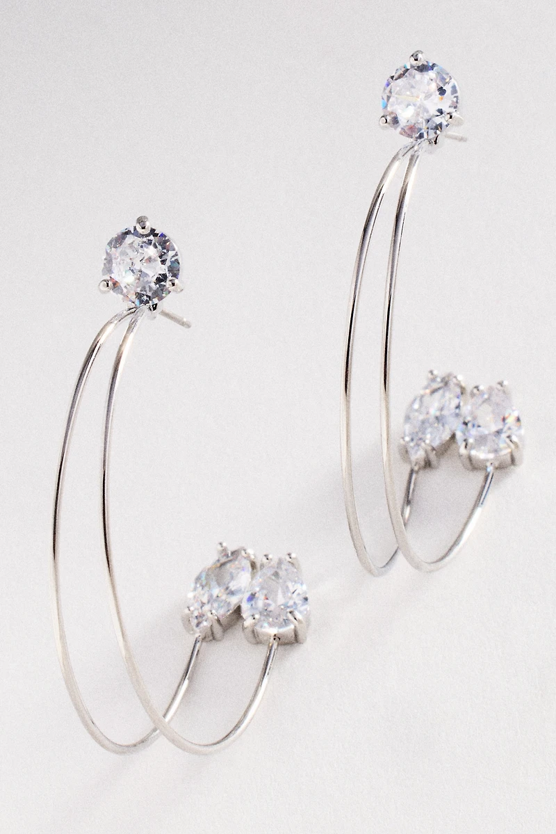 Trinity Crystal Hoop Earrings