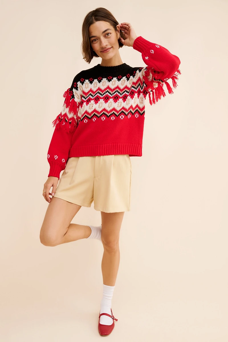 525 America Margaret Fringe Fair Isle Sweater