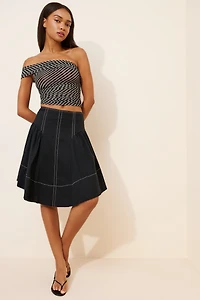 Linen Blend A-Line Skirt