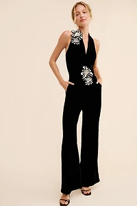 Samant Chauhan Floral Velvet Jumpsuit