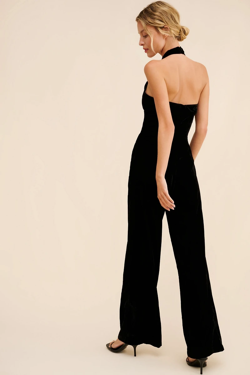 Samant Chauhan Floral Velvet Jumpsuit