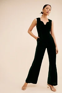 Samant Chauhan Sleeveless Sweetheart Velvet Jumpsuit