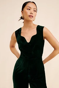 Samant Chauhan Sleeveless Sweetheart Velvet Jumpsuit