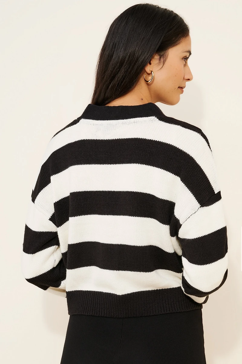 RD Style Heart Striped Cardigan Sweater
