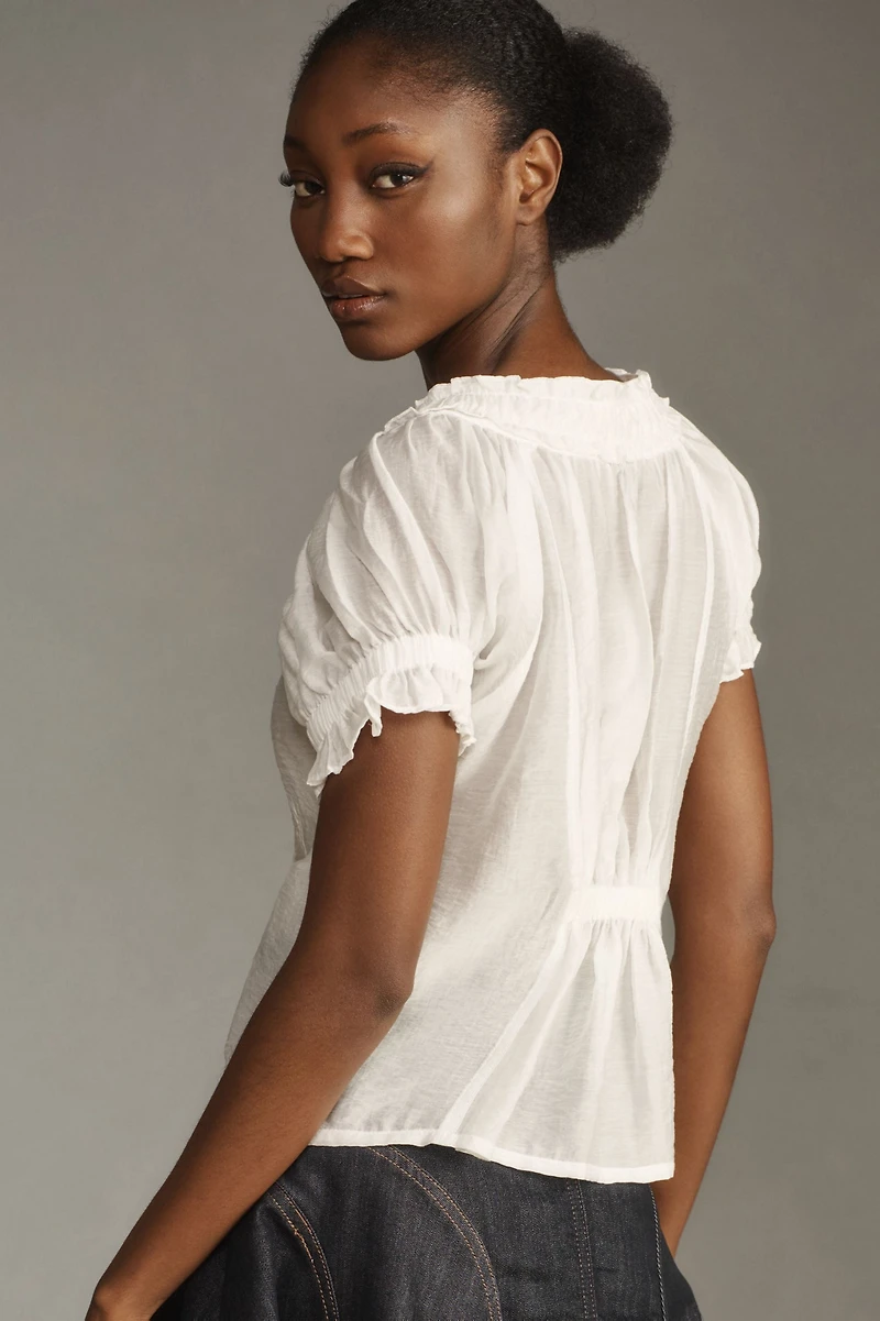 Pilcro Short-Sleeve Sheer Silky Blouse