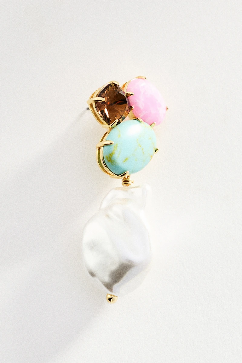 Lele Sadoughi Seafoam Iris Pearl Cluster Earrings